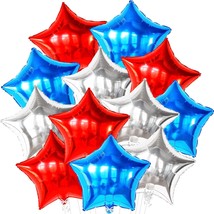 , Red White Blue Star Balloons - Pack Of 12 | 4Th Of July Balloons For 4Th Of Ju - £20.60 GBP