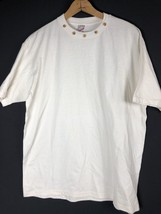 Vintage 80s 90s Jerzees Grid Tag 50 50 Blend T Shirt Buttons Collar Large Mens - £29.75 GBP