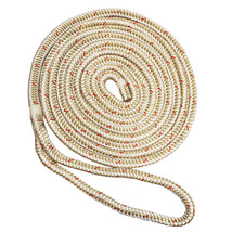New England Ropes 1/2&quot; Double Braid Dock Line - White/Gold w/Tracer - 15&#39; - £36.99 GBP