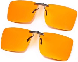 2 Pcs Clip-on Blue Light Blocking Glasses Night Driving Sunglasses NEW UV Filter - £23.64 GBP
