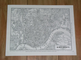 1949 Original Vintage City Map Of Cincinnati / Ohio - £13.66 GBP