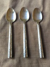 Lot of 3 Teaspoons Hammered Rolled Banana Republic Stainless BNRHAM 6 7/8&quot; Spoon - £23.01 GBP