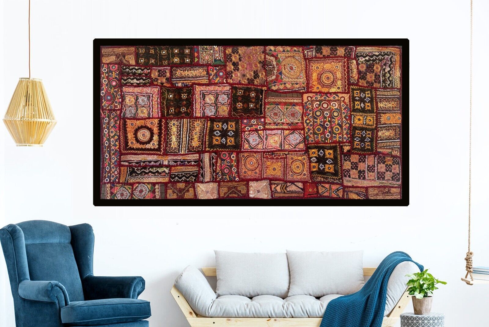 Decorative Wall Art Cotton Tapestry Rug Bohemia Tassel Boho Twin Wall Hanging - £96.91 GBP