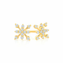 14K Yellow Gold Plated 0.20CT Round Cut Moissanite Cluster Floral Stud Earrings - £100.49 GBP