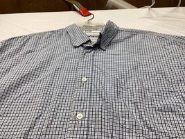 Wrangler Hero Blue Gingham Short Sleeve Button Up Cotton Men&#39;s Shirt 2XL... - $10.88