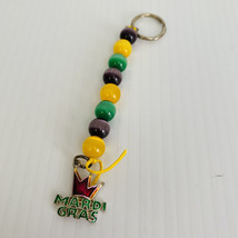 Mardi Gras Keychain With Charm Purple Green Gold Beads New Orleans Louis... - $28.71
