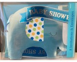 Baby Shower Blue Elephant Large Foil Invitations and Envelopes 8 Per Pac... - £8.02 GBP
