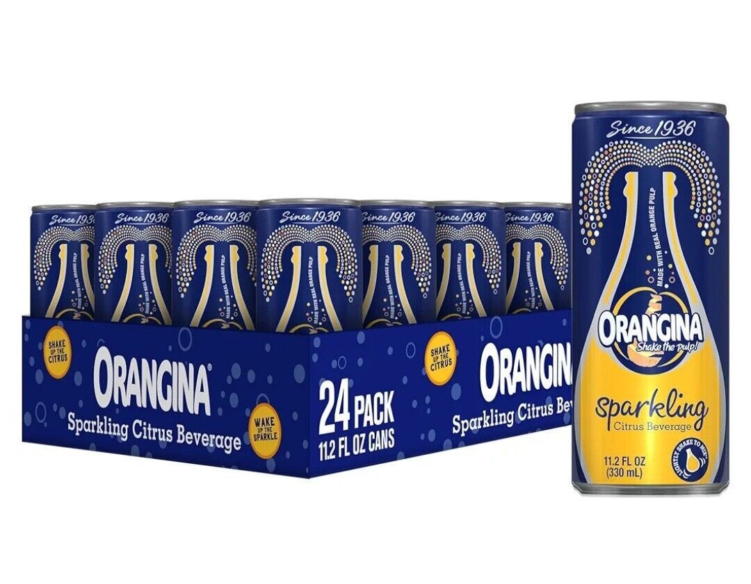 Primary image for 48 Cans of Orangina Sparkling Citrus Beverage, With Pulp, All Natural 330ml Each