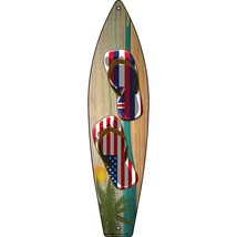 Hawaii Flag and US Flag Flip Flop Novelty Mini Metal Surfboard MSB-249 - $16.95