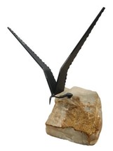 CURTIS JERE Signed Bird In Flight Art Sculpture Bronze Quartz Stone MCM ... - $89.10
