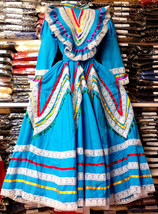 Womens Jalisco Dress With Super Wide Skirt Flow Folklorico Dance Handmad... - £84.94 GBP+