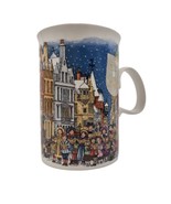 Dunoon Fine White Stoneware Mug Festive Village Scene 8 oz Scotland NOS - $14.85