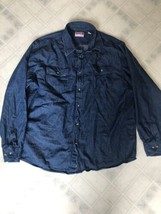 Wrangler Shirt Size XL Mens Button Up Long Sleeve Denim Pockets 100% Cot... - £22.03 GBP