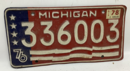 1976 1978 Michigan License Plate Bicentennial # 336003 - $25.04