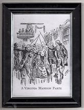 B&amp;W Engraving Print Reproduction (Framed) A Virginia Mansion Party - Wal... - $10.77