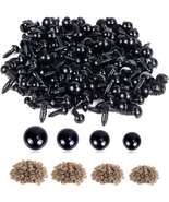 UPINS 500 Pieces 6-12MM Black Plastic Safety Eyes with Washers for Croch... - £9.34 GBP