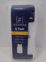 Men&#39;s George A-Shirts--White--Size 3XL--6-Pack - £12.78 GBP