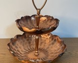 Vintage Gregorian Copper Hammered Ruffled Edge 2 Tier Fruit Candy Bowl T... - $16.65