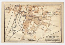 1910 ORIGINAL ANTIQUE CITY MAP OF CANTERBURY / KENT / ENGLAND - $22.16