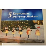 8&quot;H Set of 5 Lighted Snowman Driveway Markers Christmas Holiday Light Ya... - £27.93 GBP