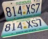 Pair 2 Green Blue Missouri Truck License Plate 814 XS7 Show Me State Aug... - $14.85