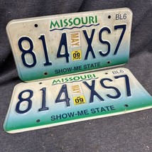 Pair 2 Green Blue Missouri Truck License Plate 814 XS7 Show Me State Aug... - £11.68 GBP