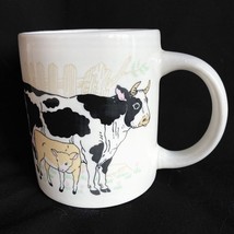 Mug Cow calf scene Stoneware 3.75h x 3.00 dia 1.5&quot; handle Cup Vintage PE... - $4.68