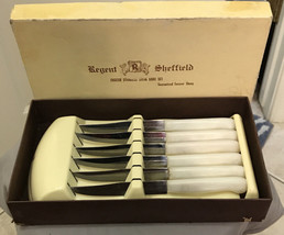Regent Sheffield English stainless steak-knives set with holster,England Vintage - £13.22 GBP