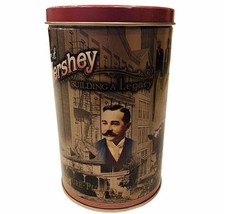 Hersheys Chocolate Tin canister Milton cocoa Building Legacy 1996 cylinder decor - £15.69 GBP