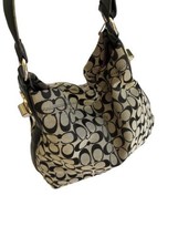 Coach Black Leather Fabric F16538 Penelope Monogram Signature Hobo Bag Purse COA - $43.87