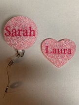 Retractable Badge Reel ID Holder - Adorable Bubble Gum With Your Name In... - £7.82 GBP