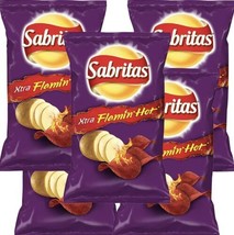SABRITAS EXTRA FLAMIN HOT CHIPS 45g Box With 5 bags papas snacks Mexican... - $16.78
