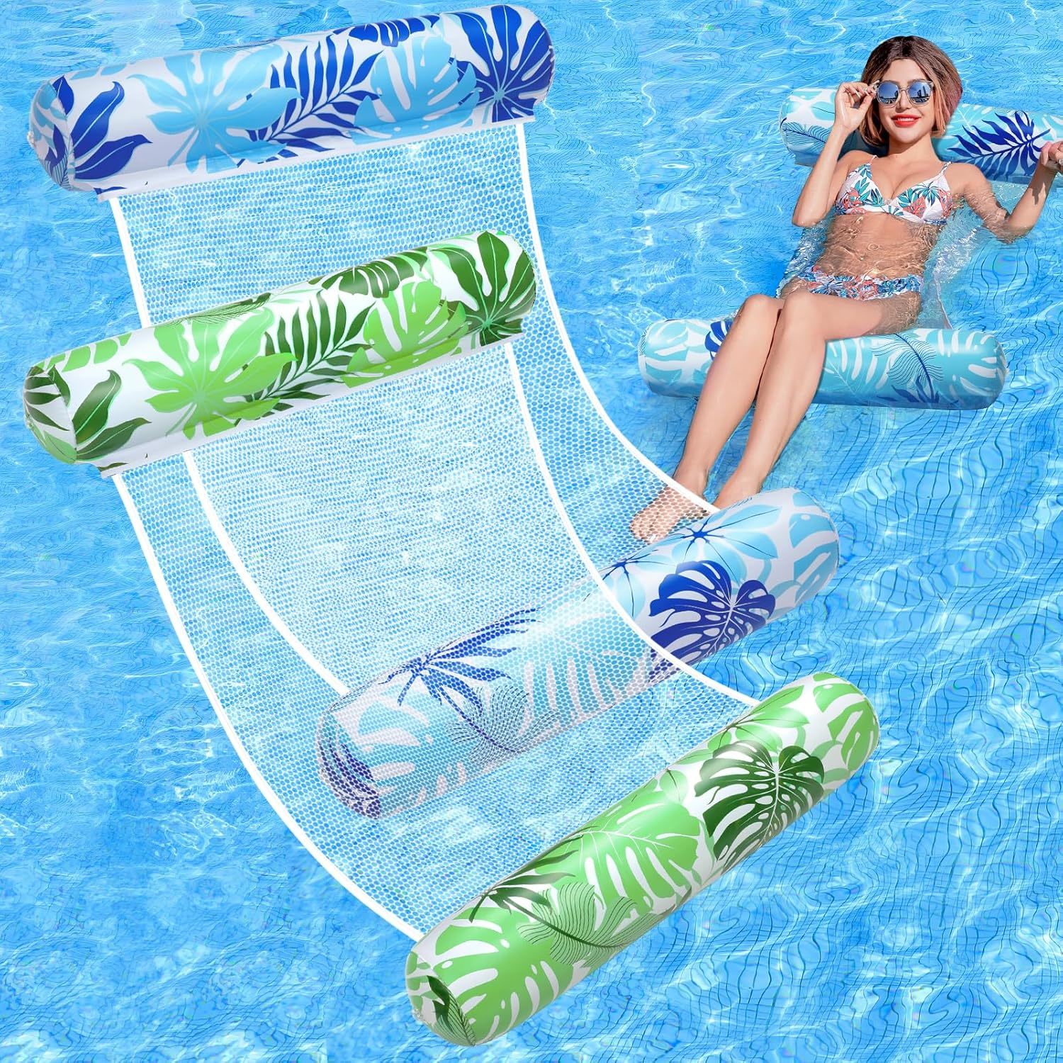 Pool Floats Adult, 2 Pack Inflatable Pool Floats, 4-In-1 Multi-Purpose R... - $35.99