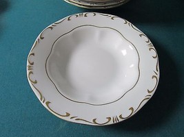 Zsolnay Hungary 6 Soup Bowls Plates White CREAM/GOLD Accent, 1960s Gorgeous - £281.58 GBP