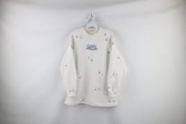 Vintage 90s Streetwear Womens M Distressed Sailboat Flower Fleece Sweatshirt USA - £30.99 GBP