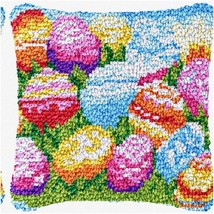 Eggstravaganza Latch Hook Pillow Kit - Colorful DIY Needlework for Home Sofa Dec - $62.32