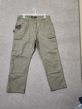 Wrangler Riggs Workwear Mens Ripstop Pants 38x32 Green Double Knee Cotton - $29.57