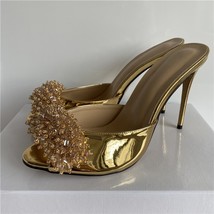 Beading Gypsophila Flower Runway Shoes Woman Stiletto Heel Peep Toe Real Leather - £81.42 GBP