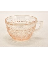 Vintage Jeannette Pink Depression Glass Cup, Holiday Buttons &amp; Bows Pattern - £7.28 GBP