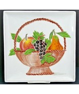 Italian Wall Fruit Basket Hanging Plate Hand Painted &amp; Signed 11 1/2&quot; Sq - €16,23 EUR