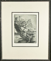 &quot;Wharfside-Chicago&quot; By Kent Hagerman Signed Framed Etching 22&quot;x18&quot; - £315.74 GBP