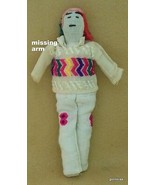 Vintage Cloth  Doll Embroidered Face 11&quot; Portugal?  Man With One Arm - £12.93 GBP