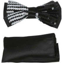 Mens Formal Bow Tie/Hankie Insomnia by Manzini Floral Sequins MZE140 Whi... - $15.99