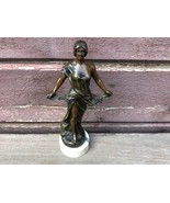 Antique Signed A RUCHO Made in France Small Bronze Finish Woman Statue L... - £46.70 GBP