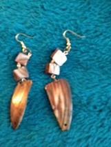 stone shell reversible pierced earrings  - $19.99