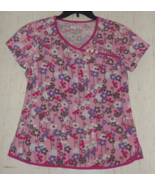 EXCELLENT koi by Kathy Peterson PINK W/ FLORAL koi PRINT SCRUBS TOP  SIZE S - $34.34 CAD