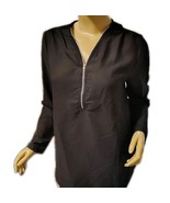 Women's  Black ¼ Zip Up Blouse Roll Tab Sleeves Long Sleeve Small  - €6,05 EUR Women's  Black ¼ Zip Up Blouse Roll Tab Sleeves Long Sleeve Small  - €6,05 EUR