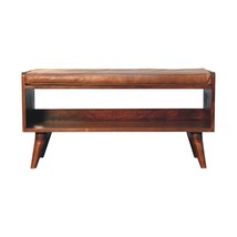 Artisan Furniture Chestnut Bench with Brown Leather Seatpad - £330.83 GBP