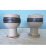 Vintage Speckled Stoneware Goblets Cups Stem Glasses Mug  Striped  MCM C... - $452.30 MXN