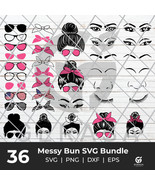 Messy Bun SVG Bundle, Mom Life SVG, Hair Bun SVG, Sunglasses SVG, SVG Files for  - $1.99